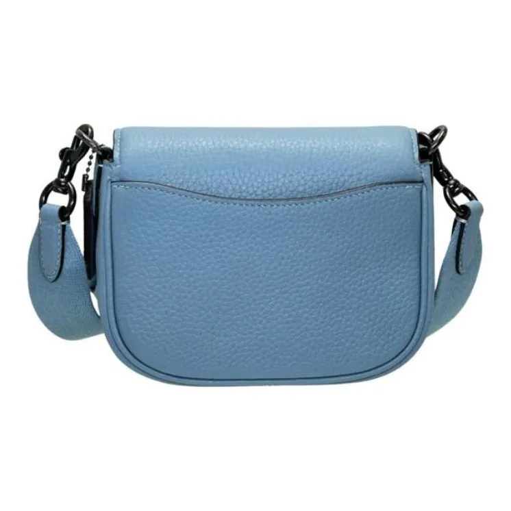 COACH Amelia Soft Pebbled Leather Saddle Bag Shoulder Bag Crossbody Bag Small Size Women's Blue-3