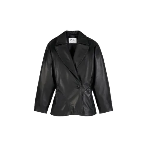 ZARA Leather Jackets Women's Black