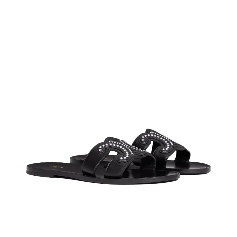 CELINE Triomphe Slide Slippers Women's Black-2