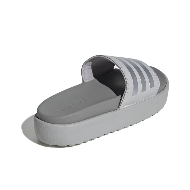 Adidas Adilette Platform Slides Grey Silver Metallic Charcoal Solid Grey Women's-3
