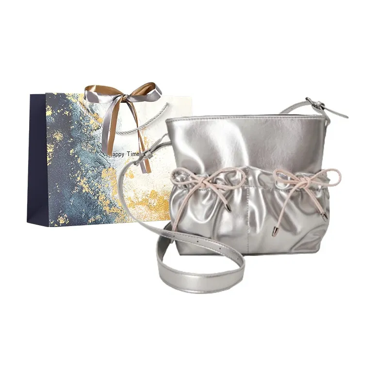 Iman's House PU Shoulder Bag Women's Silver/Burgundy/Ecru/Black-0