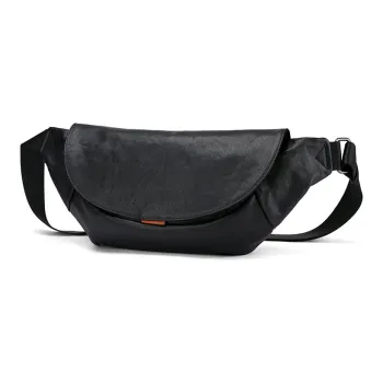 PESASRIE Cow Leather Shoulder Bag Men's Black