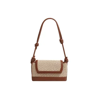 H-YXIANG Straw With Microfiber Leather Shoulder Bag Regular Women's