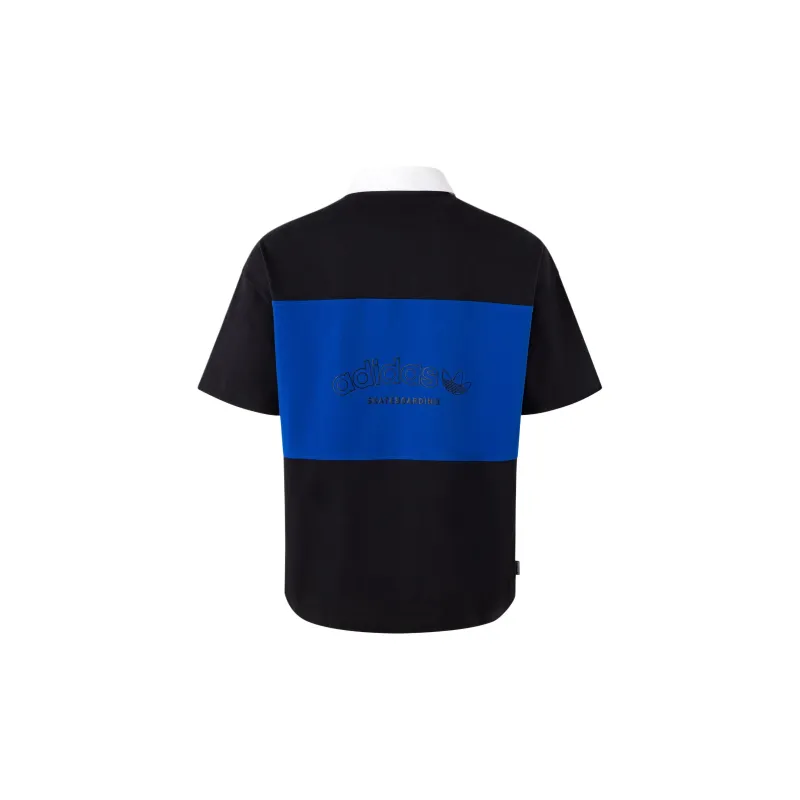 Adidas ACTION POLO SS Polo Shirt Men's Black/Royal Blue-1