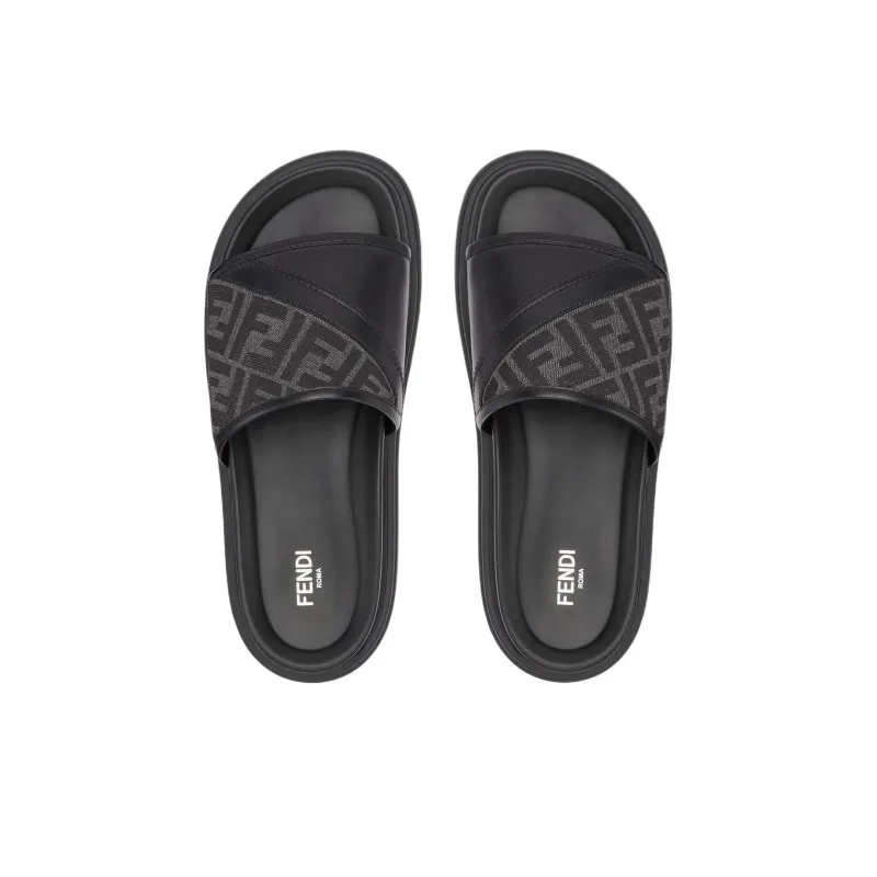 FENDI Ff Jacquard Open Toe Slides-3