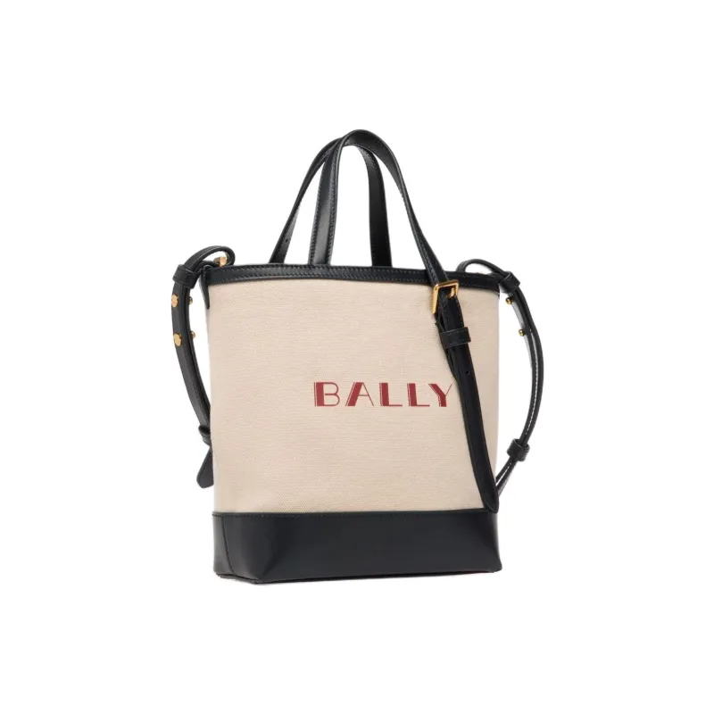 BALLY Canvas With Leather Canvas Bag Shoulder Bag Crossbody Bag Handbag Small Size Women's Natural & Black-1