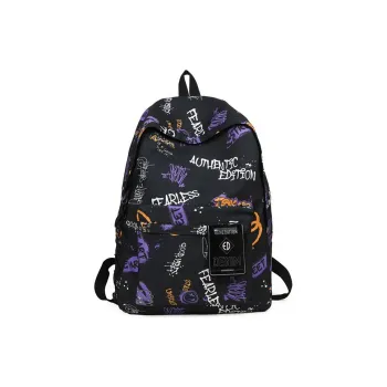 GEERDUN Nylon Backpack Unisex Black/Purple/Yellow/Green