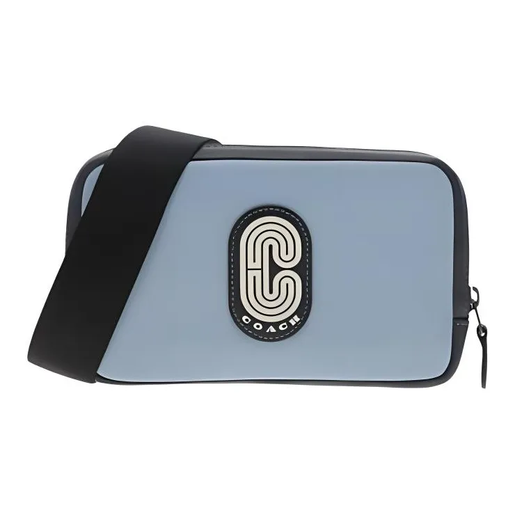 COACH Carrier Calfskin Cell Phone Pouch, Crossbody Bag, Shoulder Bag Trumpets Women's Cornflower Blue-1