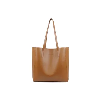 MARJAKURKI Polyurethane Artificial Leather Tote Bag, Shopping Bag, Handbag, Shoulder Bag Women's Hazelnut