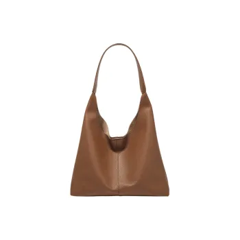 Marino Orlandi Cow Leather Shoulder Bag Large Size Women's Coffee/Apricot