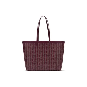 LACOSTE PVC Tote Bag, Shopping Bag, Handbag, Shoulder Bag Women's Dark Red & Apricot