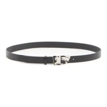 Burberry Pattern Design Leather Belts Men's Black Width 2.5cm