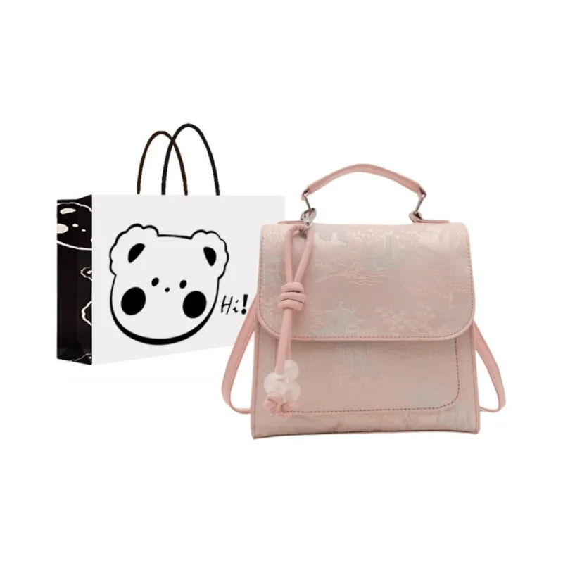 NX DOUGHNUT Special Material Shoulder Bag Handbag Backpack Regular Unisex Black Ecru/Pink/Green-2