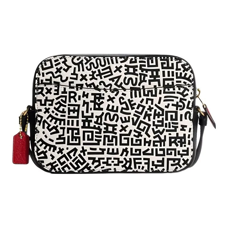 COACH Disney Collaboration Camera Pebbled Leather Camera Bag Crossbody Bag Shoulder Bag Unisex Black & White-1