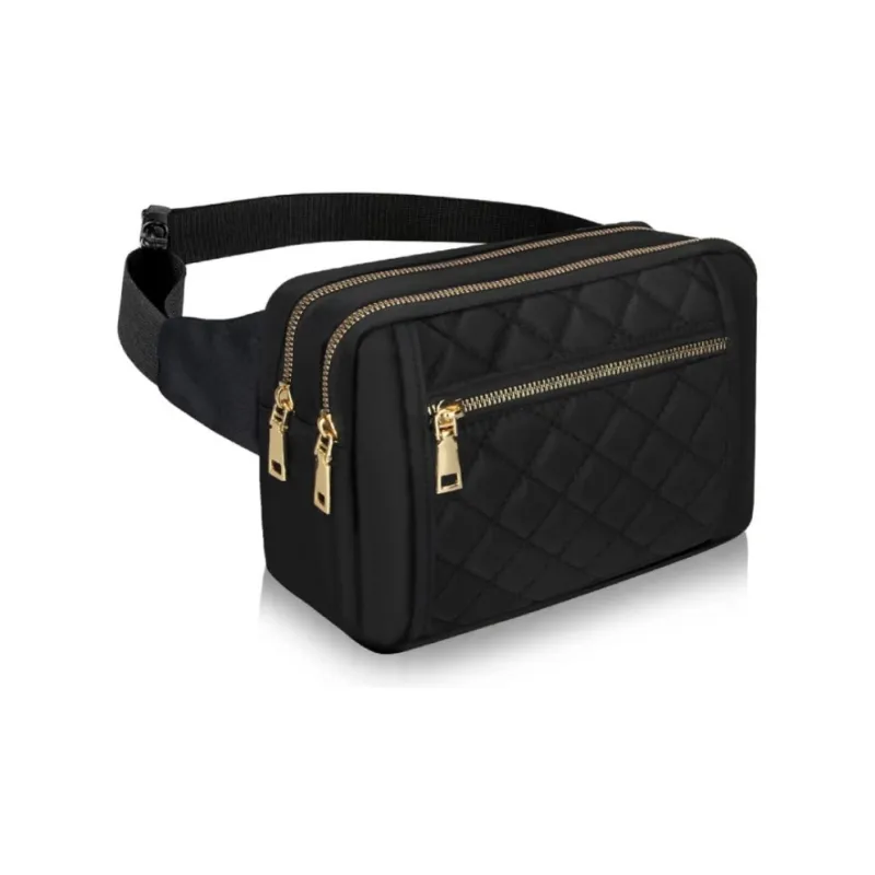 ROSEROOEN Polyester Fanny Pack Regular Unisex Black/Pink/Ecru-1