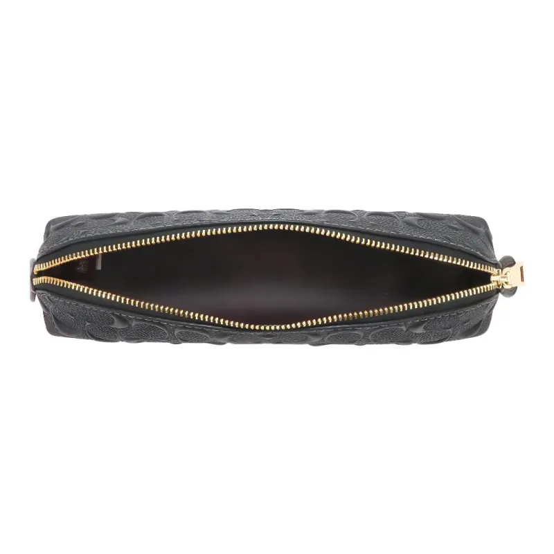 COACH Pencil Case Smooth Calf Leather Pencil Case Makeup Bag Document Bag Gift Box Set Small Size Women's Black-3