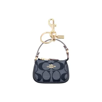 COACH Bag Charm Canvas With Leather Bag Charm Bag Merch Women's Dark Blue