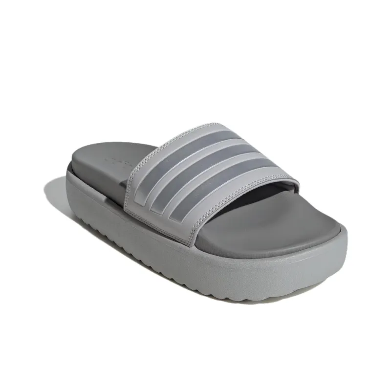Adidas Adilette Platform Slides Grey Silver Metallic Charcoal Solid Grey Women's-2