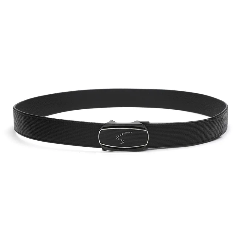 Satchi Automatic Buckle Belt Genuine Leather Casual Trendy Cow Leather Leather Belts Men's Black Width 3.7cm-3
