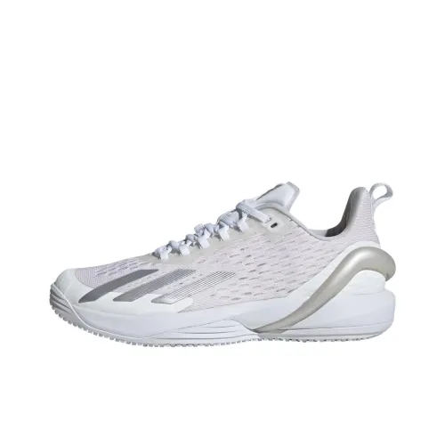 Adidas Adizero Cybersonic Tennis Shoes Women's Low-Top Cloud White / Metallic Silver / Gray