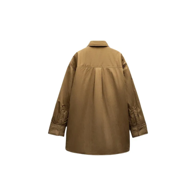 ZARA Puffer Jacket Women's Yellow Khaki-1