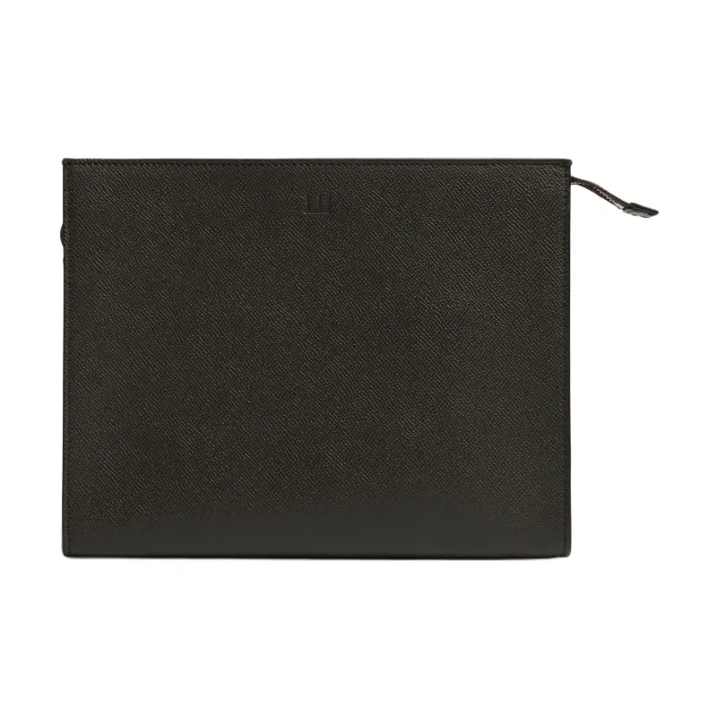Dunhill Full-grain Calf Leather Clutch Men's Olive Gray-1
