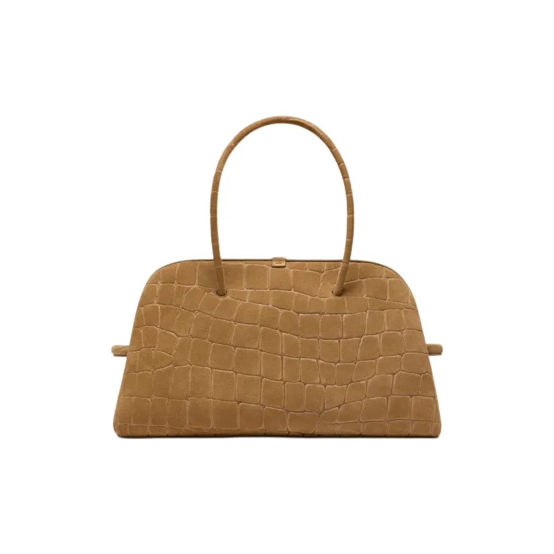 Jacquemus Crocodile Embossed Suede Handbag Women's Camel-2