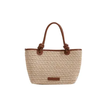H YXIANG Straw Woven Shoulder Bag Regular Women's Khaki