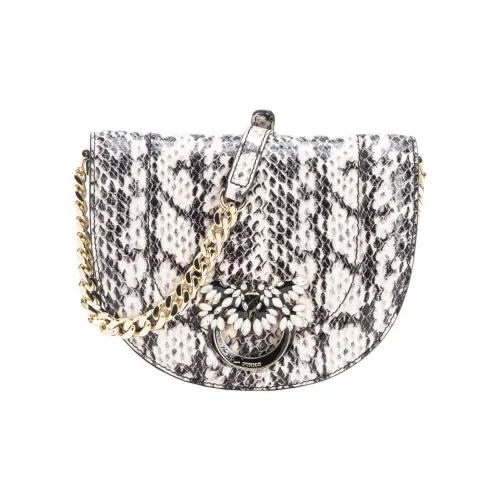 PINKO Click Series Calfskin Shoulder Bag Crossbody Bag Mini Women's White & Black