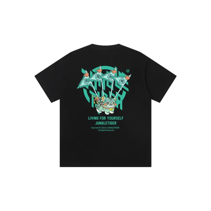 JUNGLE TIGER T Shirt Unisex Black American Streetwear Vintage-1