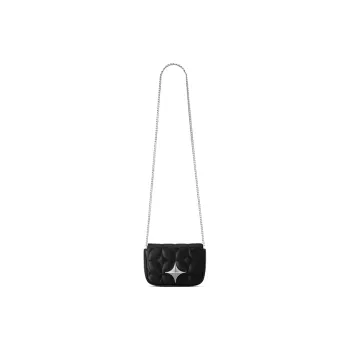 Soullight Soft, Fine Touch Cow Leather Crossbody Bag, One Shoulder, Small Square Bag Small Size Women's Black/White