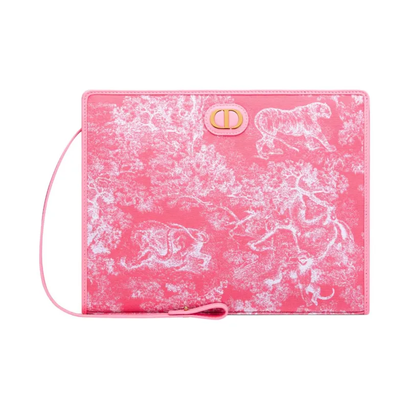 DIOR Toile De Jouy Jacquard Fabric Clutch Medium Size Women's Candy Pink-0
