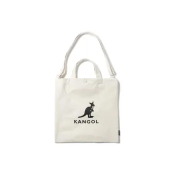 KANGOL Crossbody Cotton Tote Bag, Shopping Bag, Shoulder Bag Regular Unisex White/Black