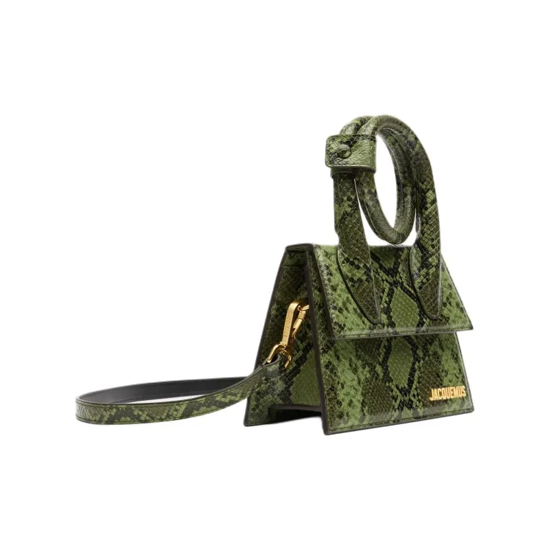 Jacquemus Python Pattern Embossed Leather Handbag Women's Green-1