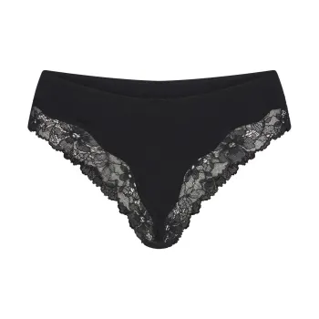 SKIMS COTTON LACE BIKINI Underpants Women's ONYX/Onyx