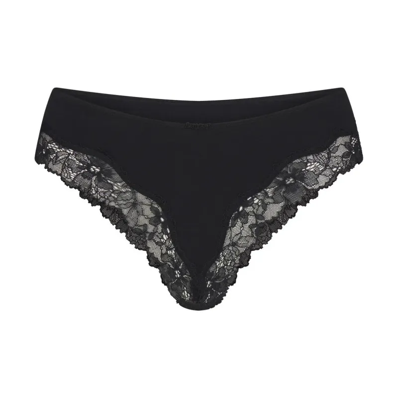 SKIMS COTTON LACE BIKINI Underpants Women's ONYX/Onyx-0