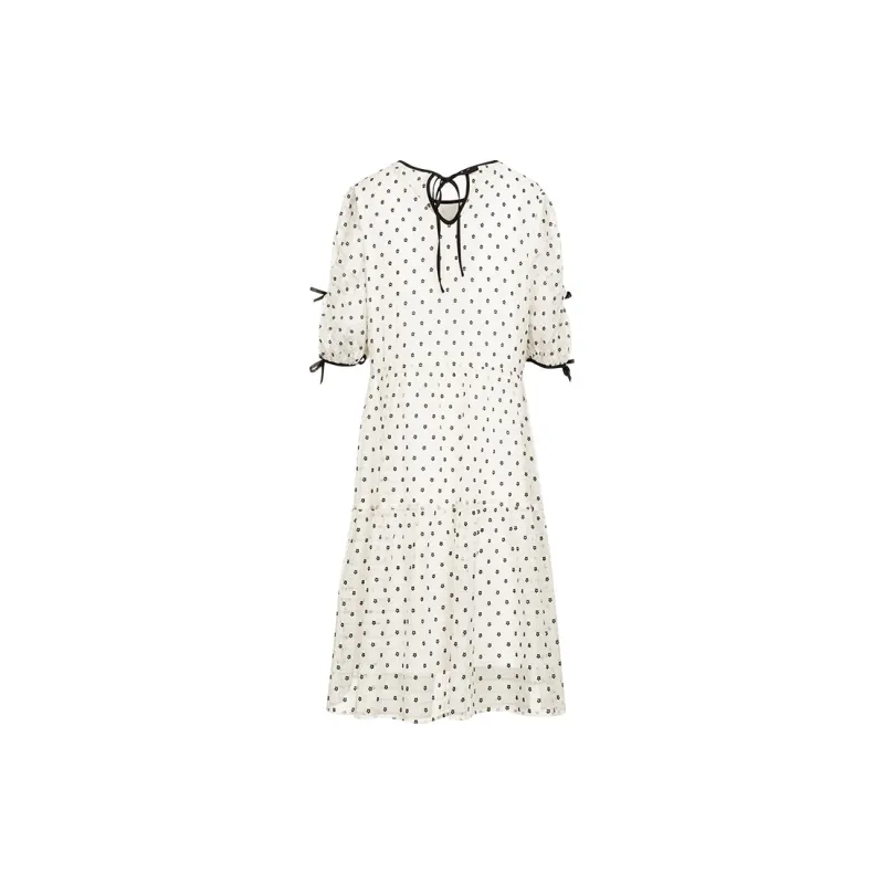 MeetMetro Short Sleeved Dresses Women's White-1