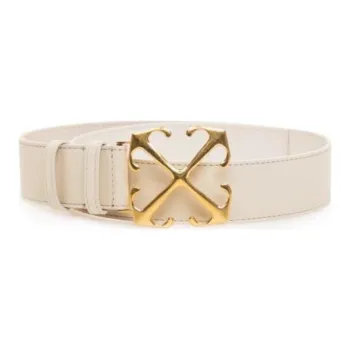 Off- Logo Plaque Buckled Belt