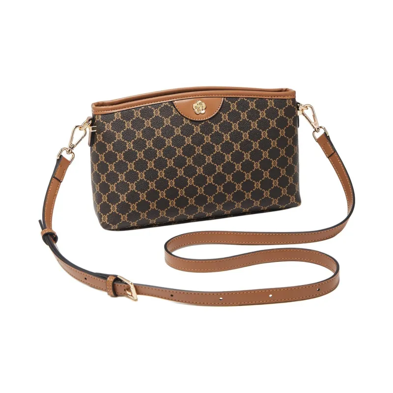 Marino Orlandi Synthetic Leather PVC Small Square Bag, Mom Bag, Crossbody Bag, Shoulder Bag Women's Khaki/Coffee-8