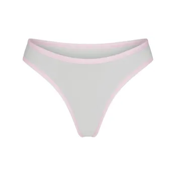 SKIMS FITS EVERYBODY CONTRAST TRIM DIPPED FRONT THONG Underpants Women's 1 Pack Platinum/Gold