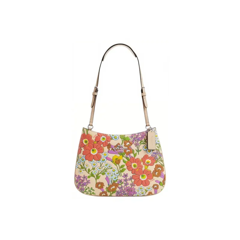 COACH Penelope Leather Handbag, Shoulder Bag Women's Silver With Ivory Multicolor-0