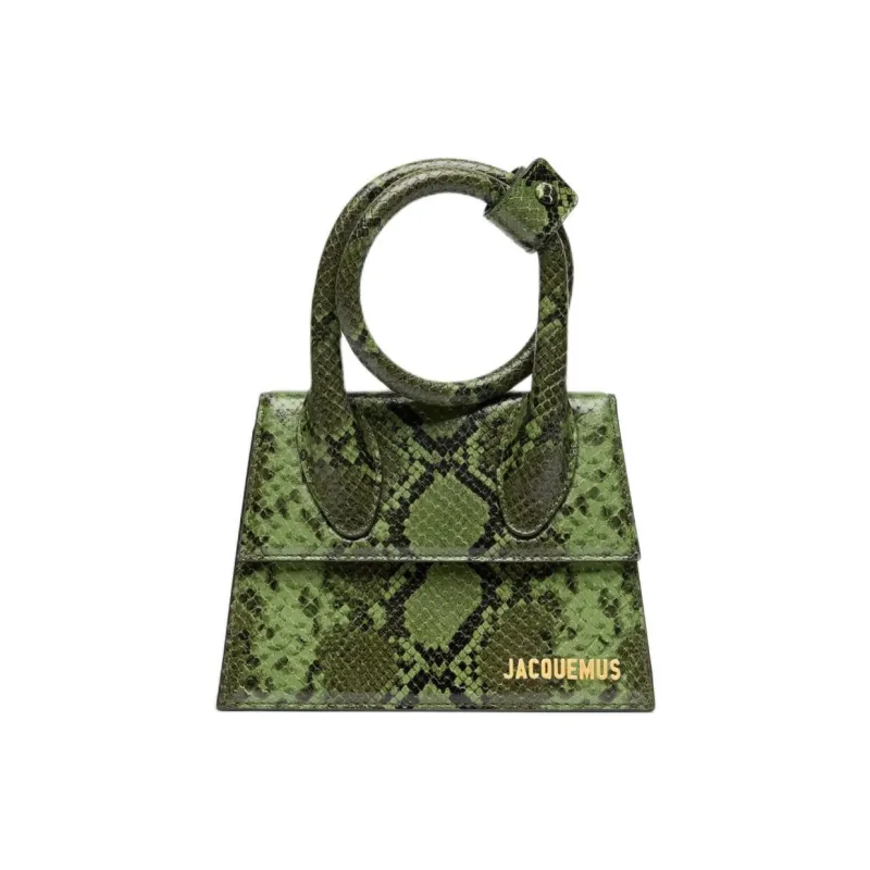 Jacquemus Python Pattern Embossed Leather Handbag Women's Green-0