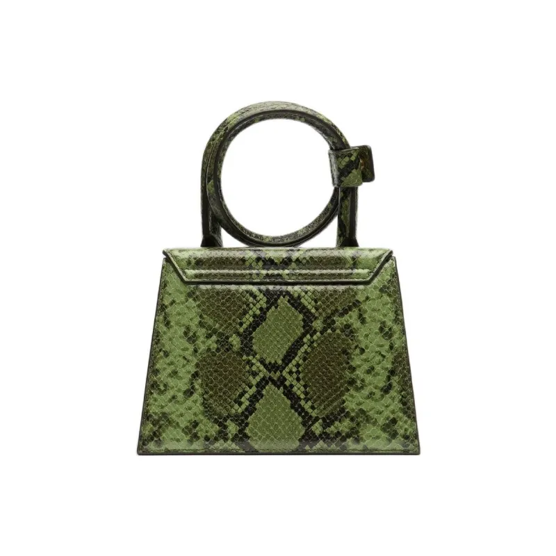 Jacquemus Python Pattern Embossed Leather Handbag Women's Green-2