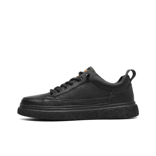 HLA Leather Upper Skateboard Shoes, Fashion Casual Leather Shoes, Versatile, Trendy Summer British Style Shoes Men's
