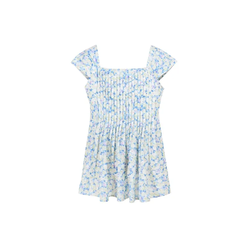 3COLOUR Chiffon Shirts Women's Sky Blue Floral-1