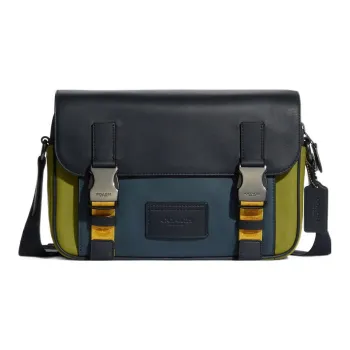 COACH Track Cow Leather Shoulder Bag Crossbody Bag Large Size Unisex Black/Blue/Green