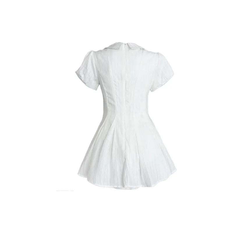 Pa33word Short Sleeved Dress Women's Pure White Color-1