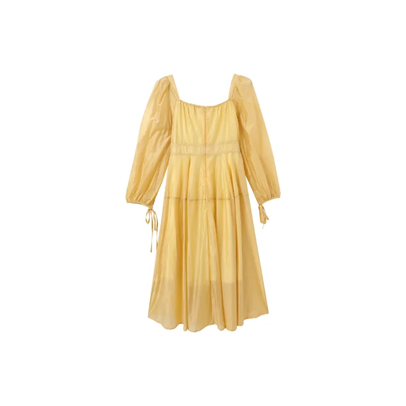 EIDOLON GRAIN Long Sleeved Dresses Women's Yellow-1