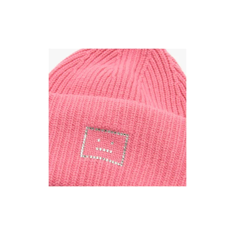 Acne Studios Logo Embellished Ribbed Beanie-2