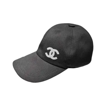 CHANEL Cotton Baseball Caps Unisex Black